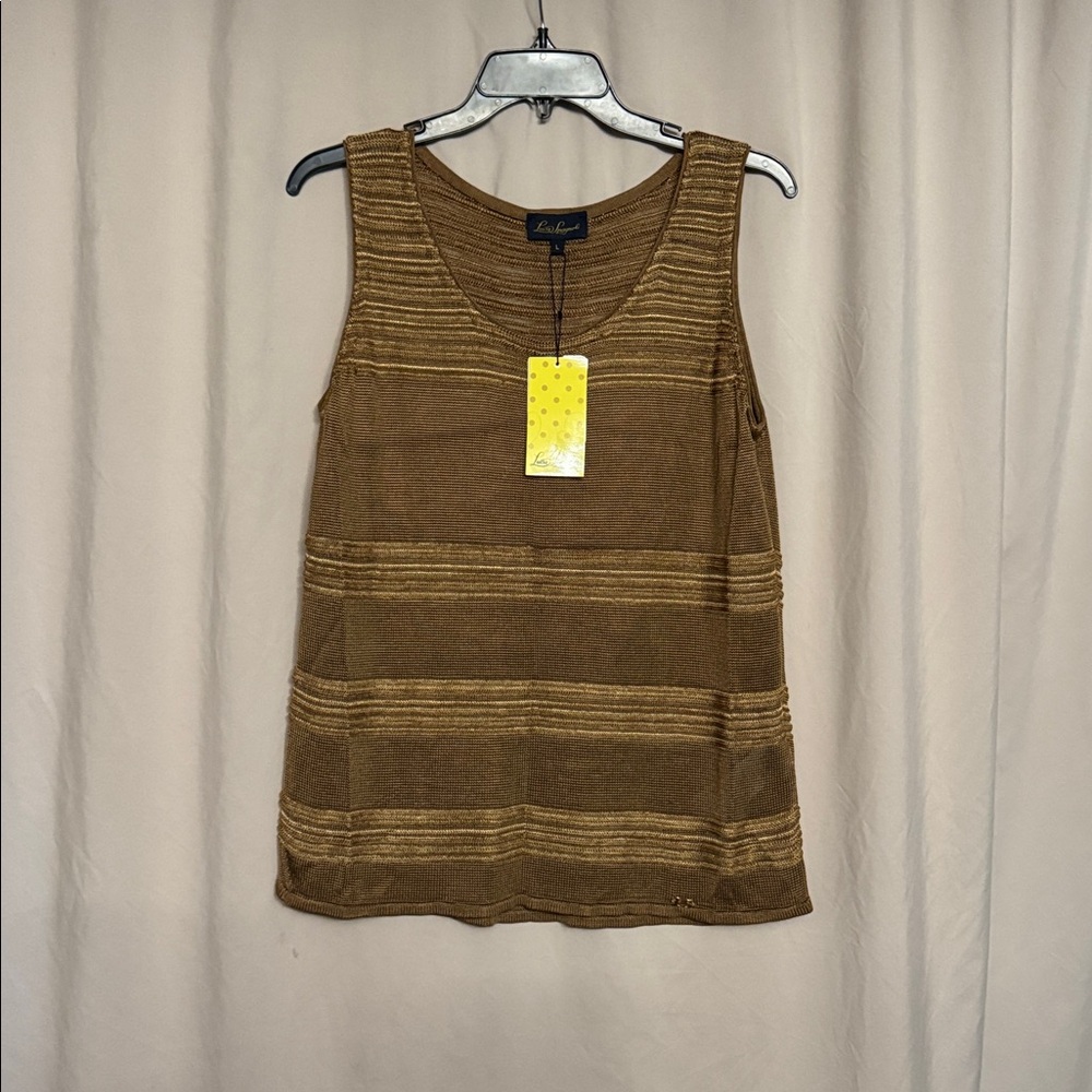 Luisa Spagnoli Corsi Sleeveless knit Top, Size L, Color Brownish Tan